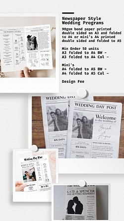 Newspaper Wedding Style Programmes